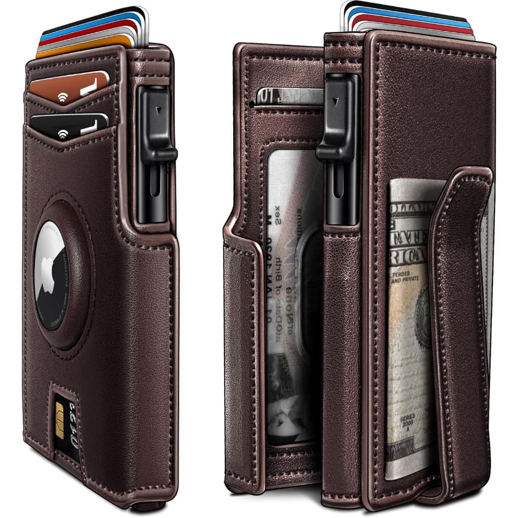 Carteira Masculina Porta Cartões Pop-up com Bloqueio RFID Couro