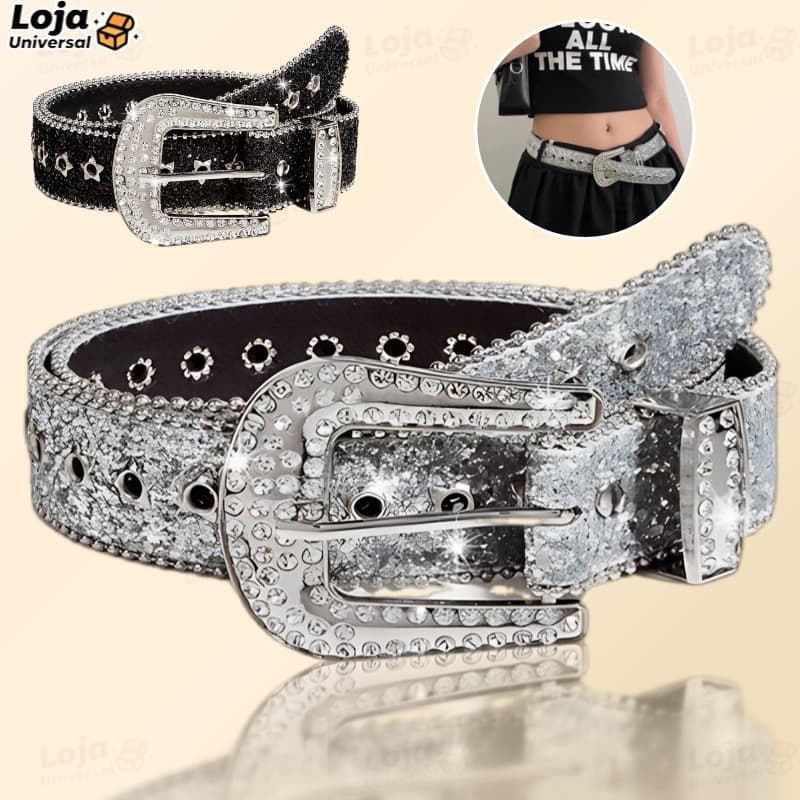 POOP Cintos Góticos De Rhinestone De Couro De PU Cowboy Ocidental Y2K Moda Para Meninas Jeans Homens MaisVendido