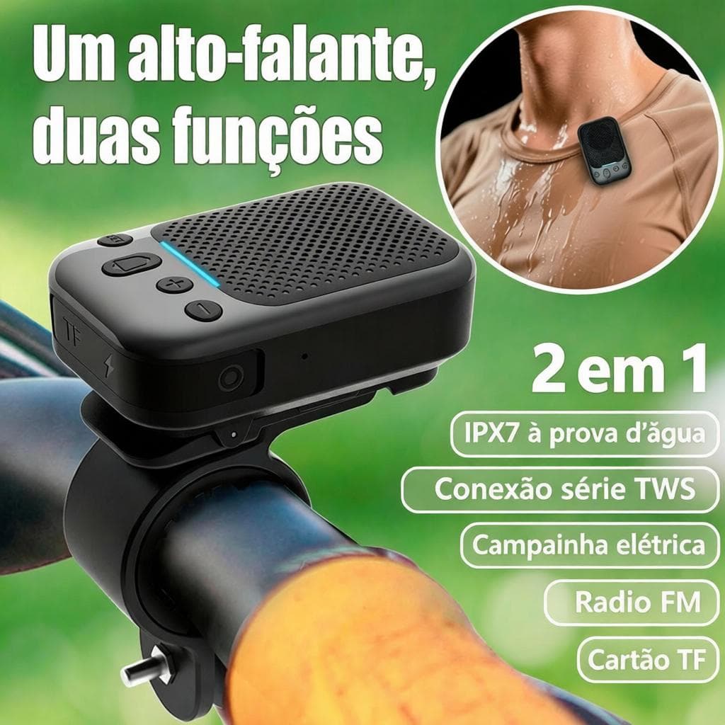 Ao ar livre 2 em 1 ciclismo  Mini alto-falante Bluetooth, IPX7 Impermeável TWS cartão longa vida