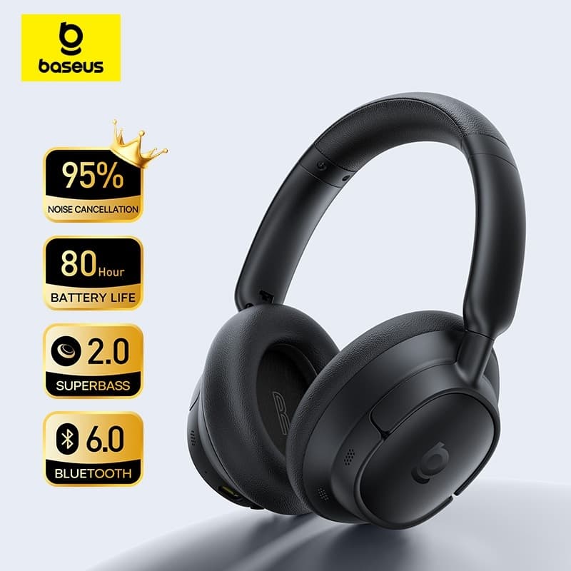 Baseus BH1 NC Lite Wireless Headphones Noise-Cancelling Headphones 80Hours Playtime Bluetooth 6.0