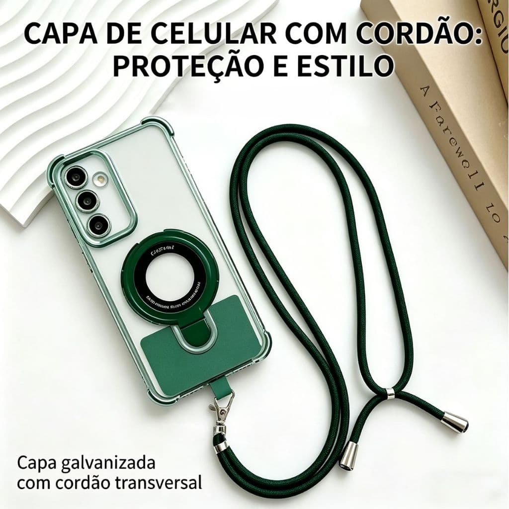 Capa protetora magnética para telefone com cordão e suporte de anel Samsung A26-A73 Series