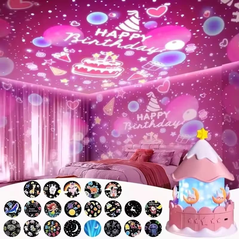 21 Em 1 Carrossel Projetor Nightlight Galáxia Estrela Luzes De Projeção Rotativa LED Luz Aniversário Presentes Natal Dec