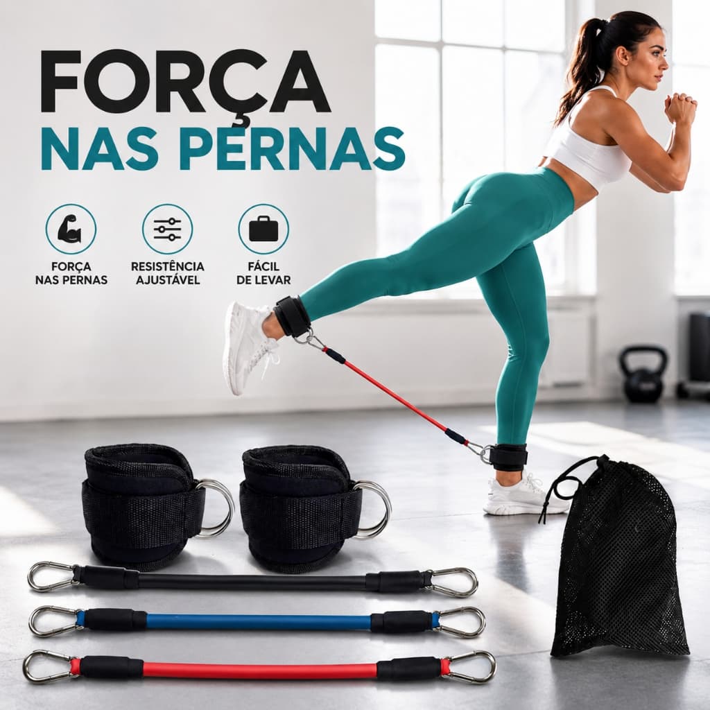 KIT 3 PCS Tornozeleira Extensor Elástico - Tornozeleira Puxador Para Glúteo Cross Over