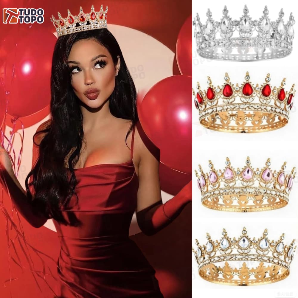 Novo Tiaras Barroco para Noivas, Coroa de Casamento em Cristal Europeu, Arco de Cabelo em Liga Colorida para Noivas