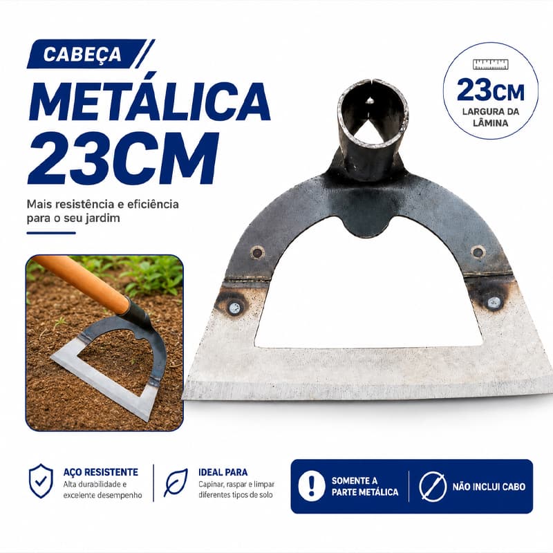Enxada de Aço Manganês 23cm – Ferramenta Durável para Capina e Preparo do Solo – Cabo Não Incluso
