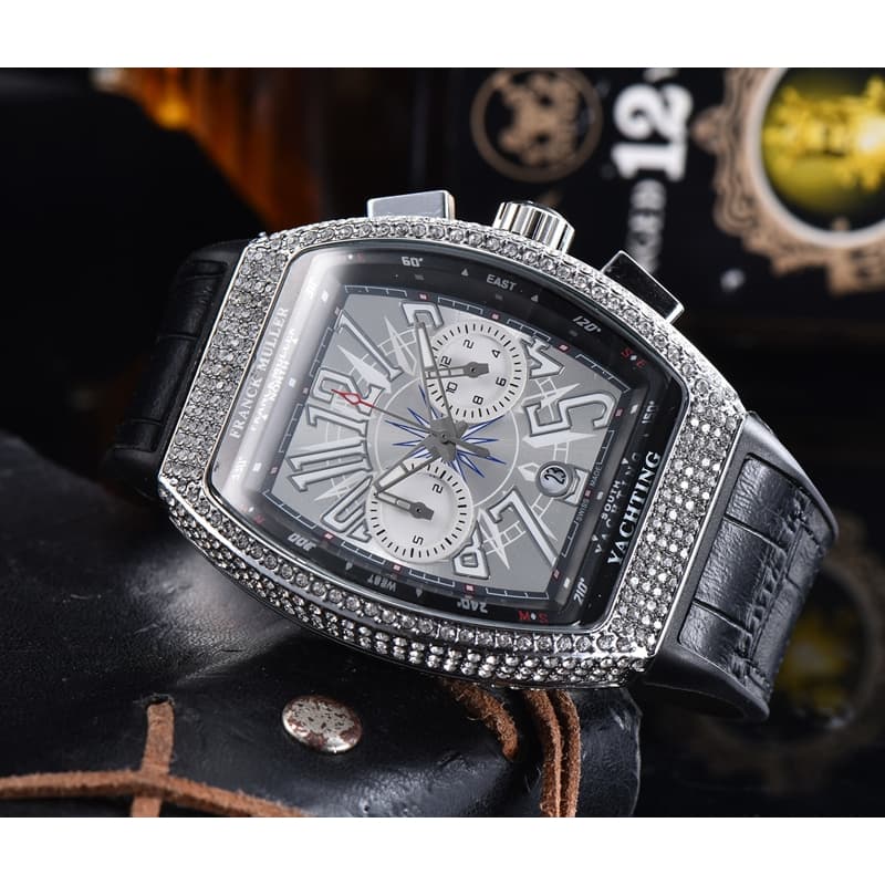 Relógio masculino de quartzo de cinco mãos FRANCK MULLER Relógio de pulso de marca superior da moda FM YACHTING