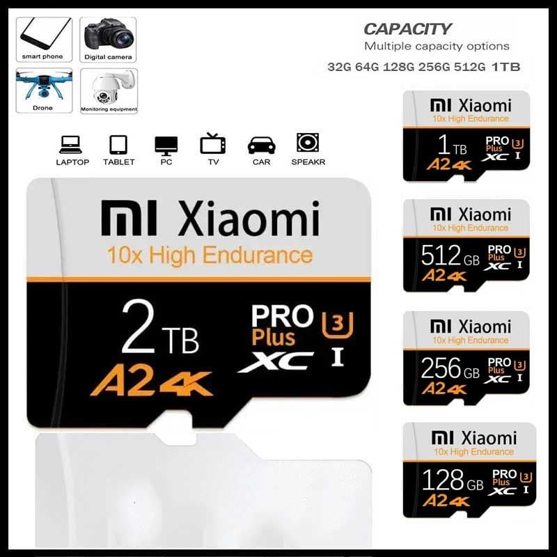Cartão De Memória 1TB 2tb 512GB 256GB Class10 Mini TF U1 SD Para Telefones Celulares Dispositivos De Carro Computadores