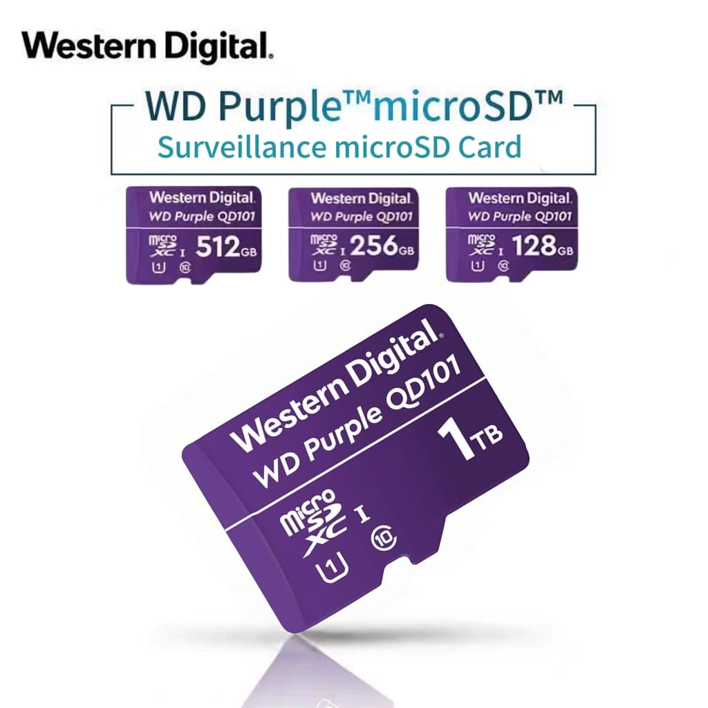 Novo Cartão microSD Roxo Digital Ocidental Para Vigilância Dash Cam , 64GB 128GB 512GB 1TB