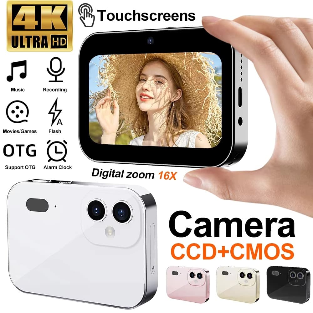 D6 4K Câmera Digital Visão Noturna Lente Tripla 3 Polegada HD 64MP Tela De Toque Entretenimento OTG 16X Zoom Cam