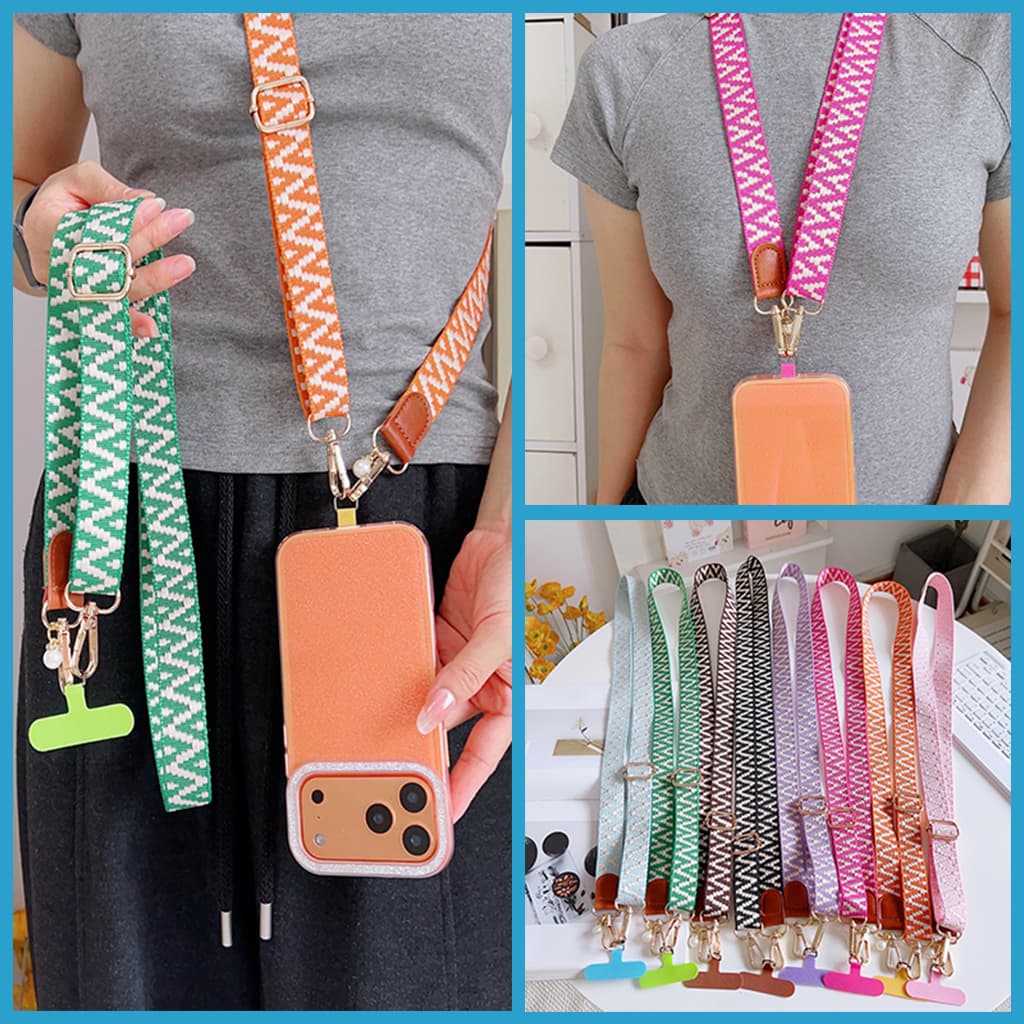 Cordão para celular ajustável, mensageiro, corda longa, banda larga, corda longa, corrente Anti-perda para celular