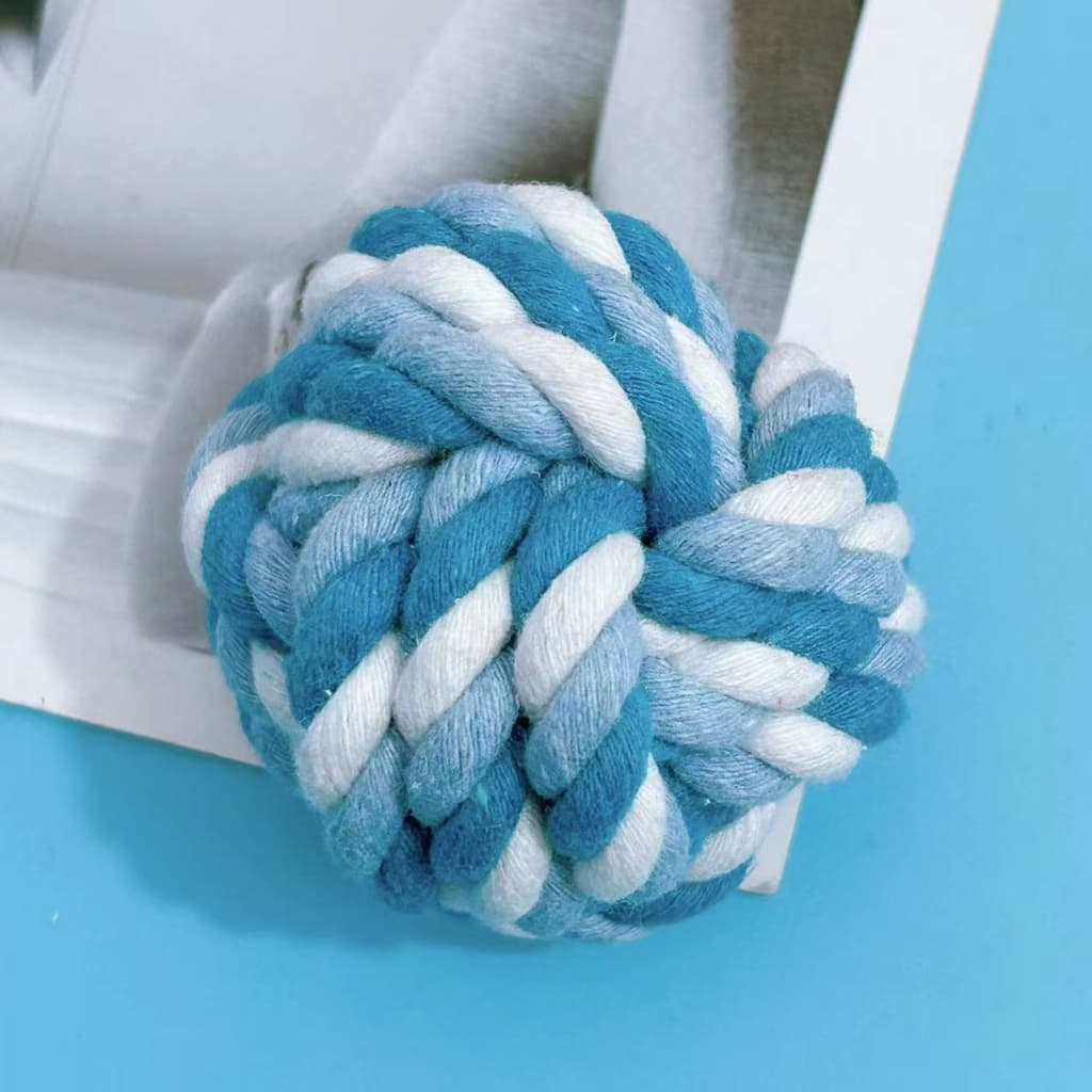 Corda De Algodão Cão Mastigar Bola Trançada Nó Dentição Brinquedo Interativo Pet S/M/L