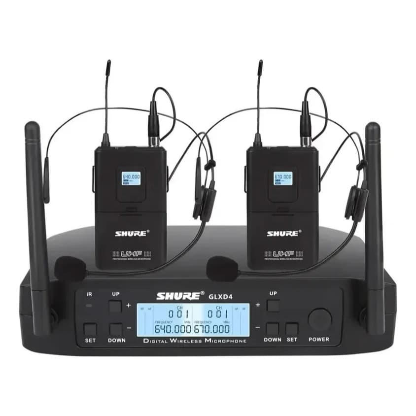 Microfone De Fone De Ouvido Sem Fio SHURE GLXD4-V2-HEADSET , Receptor De Canal Duplo , Estabilidade De Sinal anti-Interf