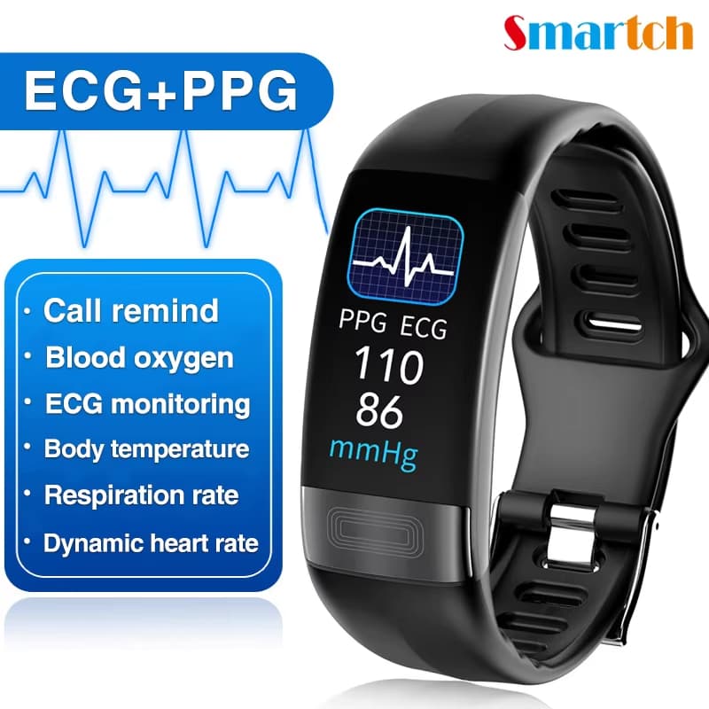 Smartwatch Monitor De Temperatura Corporal Pulseira ECG PPG Pressão Arterial HRV Teste Sono Alarme Alerta Lembrete Relóg