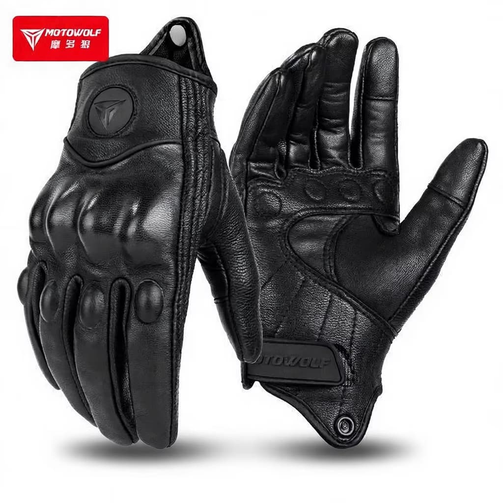 Luvas De Motocicleta MOTOWOLF De Couro Real À Prova D'água De Inverno De Vento Tela De Toque Respirável De Verão