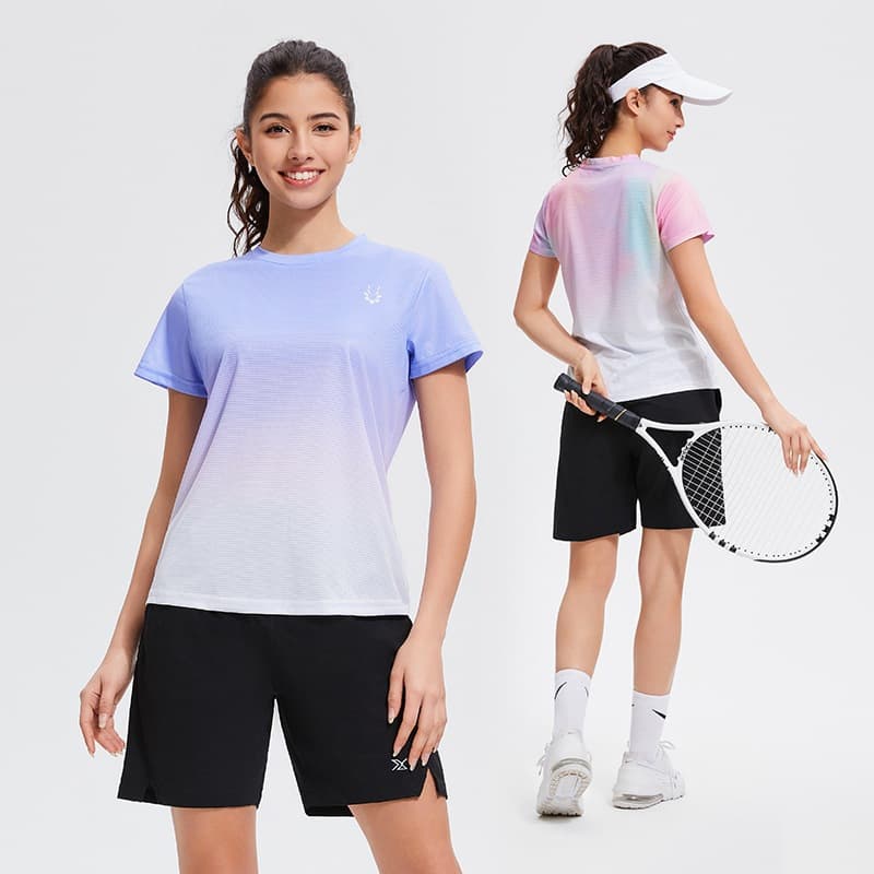 Conjunto De Fitness De Badminton Feminino 7A Antibacteriano Respirável Elástico Manga Curta