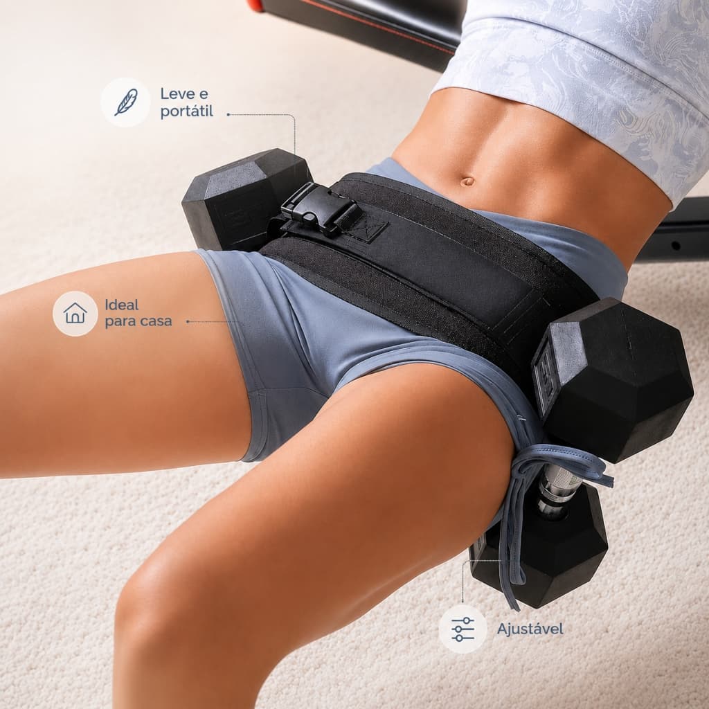 Cinturão Treino Elevação Pélvica Glúteos Peso Ajustável Fitness