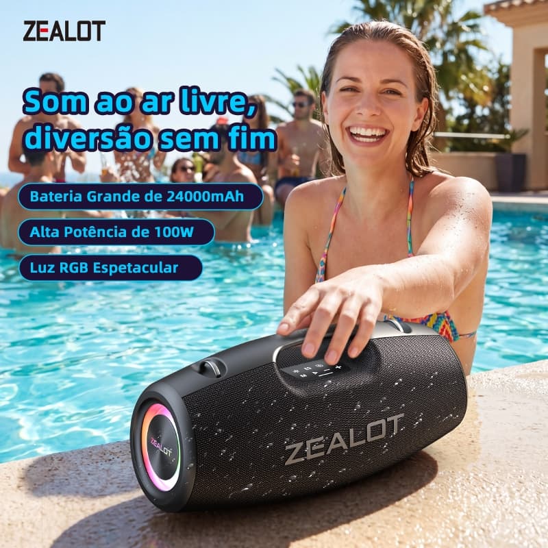 ZEALOT S78 Alto-Falante Bluetooth 24000mAh100W Portátil Sem Fio Karaokê Com Microfone À Prova Dwaterproof Água Ao Ar Liv