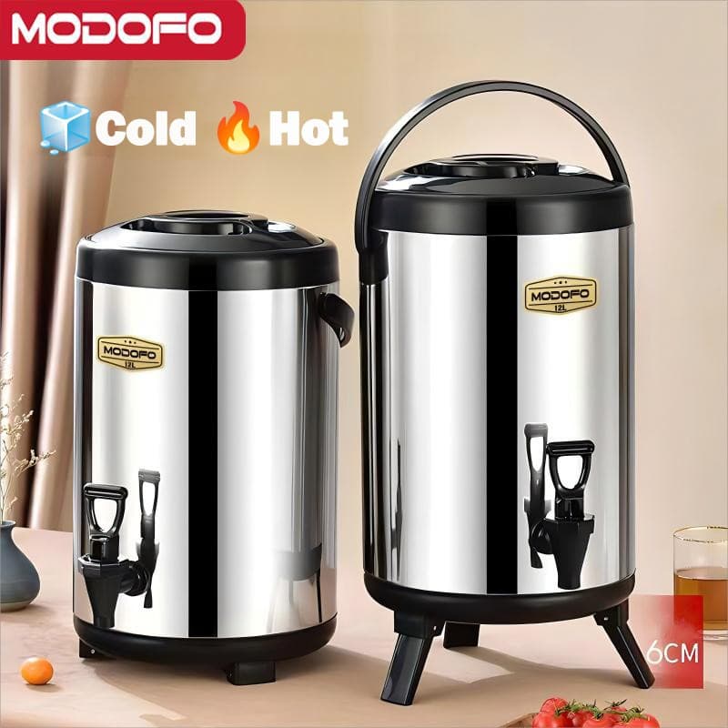 Balde Térmico De Aço Inoxidável MODOFO 6-12L De Chá De Leite Prateado Jarro De Grande Capacidade Air Panas Dan Sejuk Iso