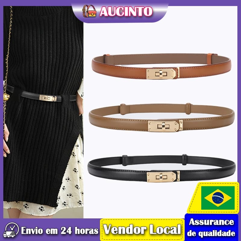 Aucinto moda All-Match senhoras cinto fino High-End cinto saia calças casuais cintura mais magro olhar cinto de bloqueio