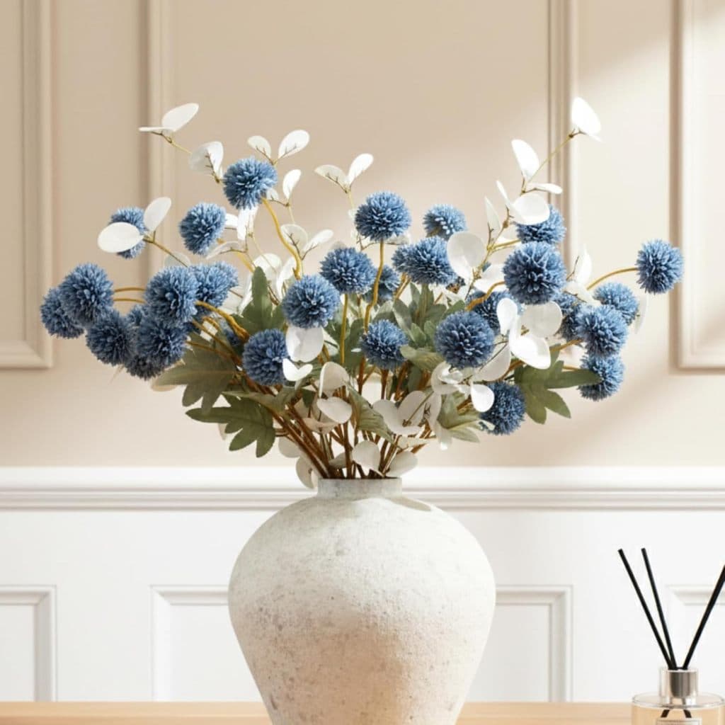 12 Hastes 50 Bolas De Flores De Seda Mistas , Rosa De Dente De Leão Artificial E Buquê De Eucalipto Decoração De Casa ,