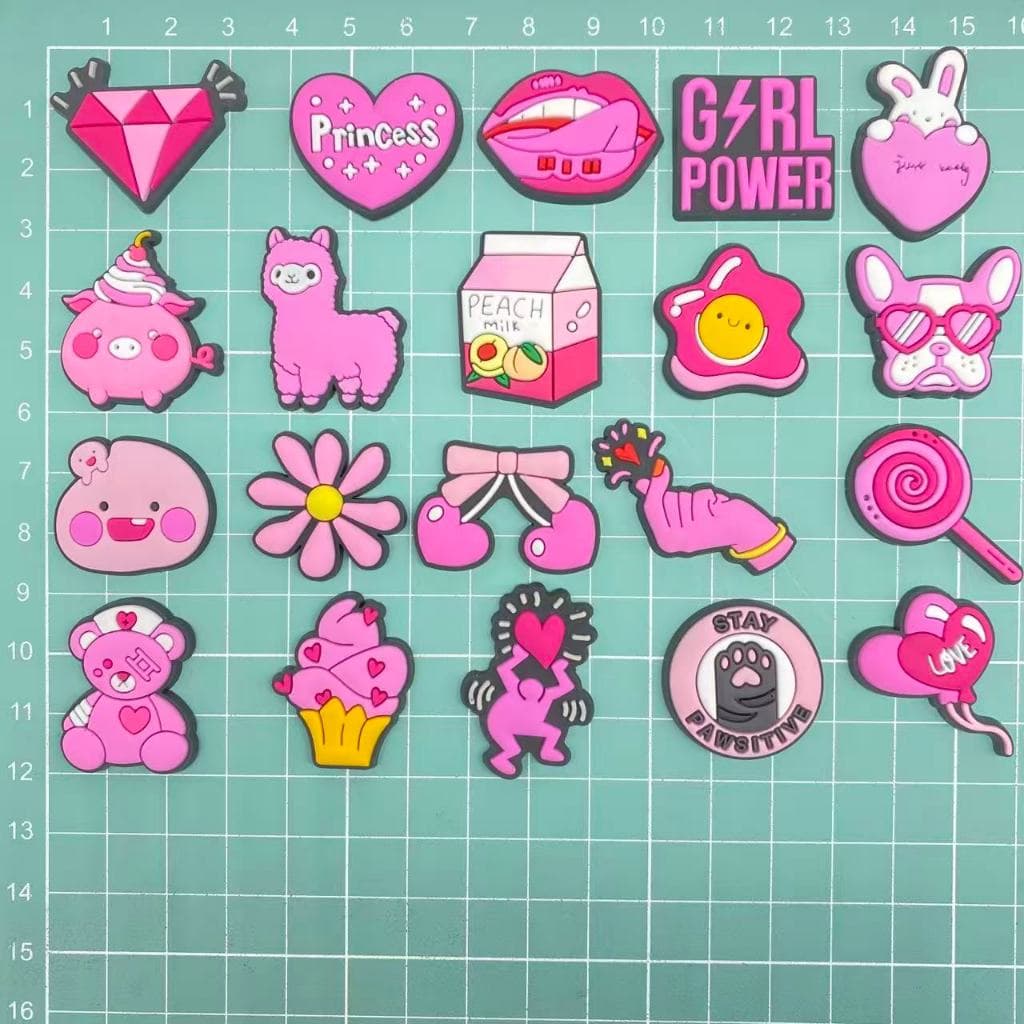 MEIDJ , Amuletos De Sapato , 20 Peças De Tamancos Fofos Da Série Rosa De Desenho Animado , Acessórios Decorativos De San