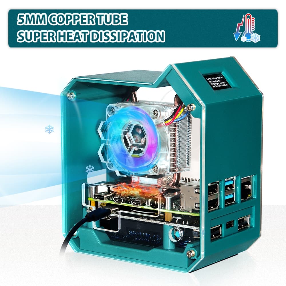 Capa 52Pi Raspberry Pi 4 , Mini Caixa Torre Com Refrigerador De Gelo , Chapéu UPS Plus , Display OLED De 0.96 Polegadas