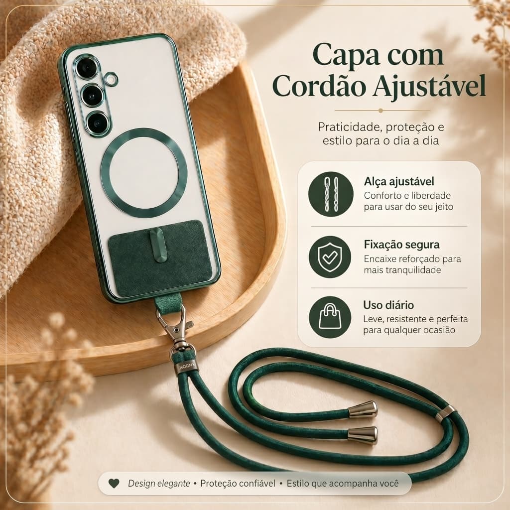 Capa de telefone magnética resistente a choques com cordão ajustável Samsung S25FE-S25 Series