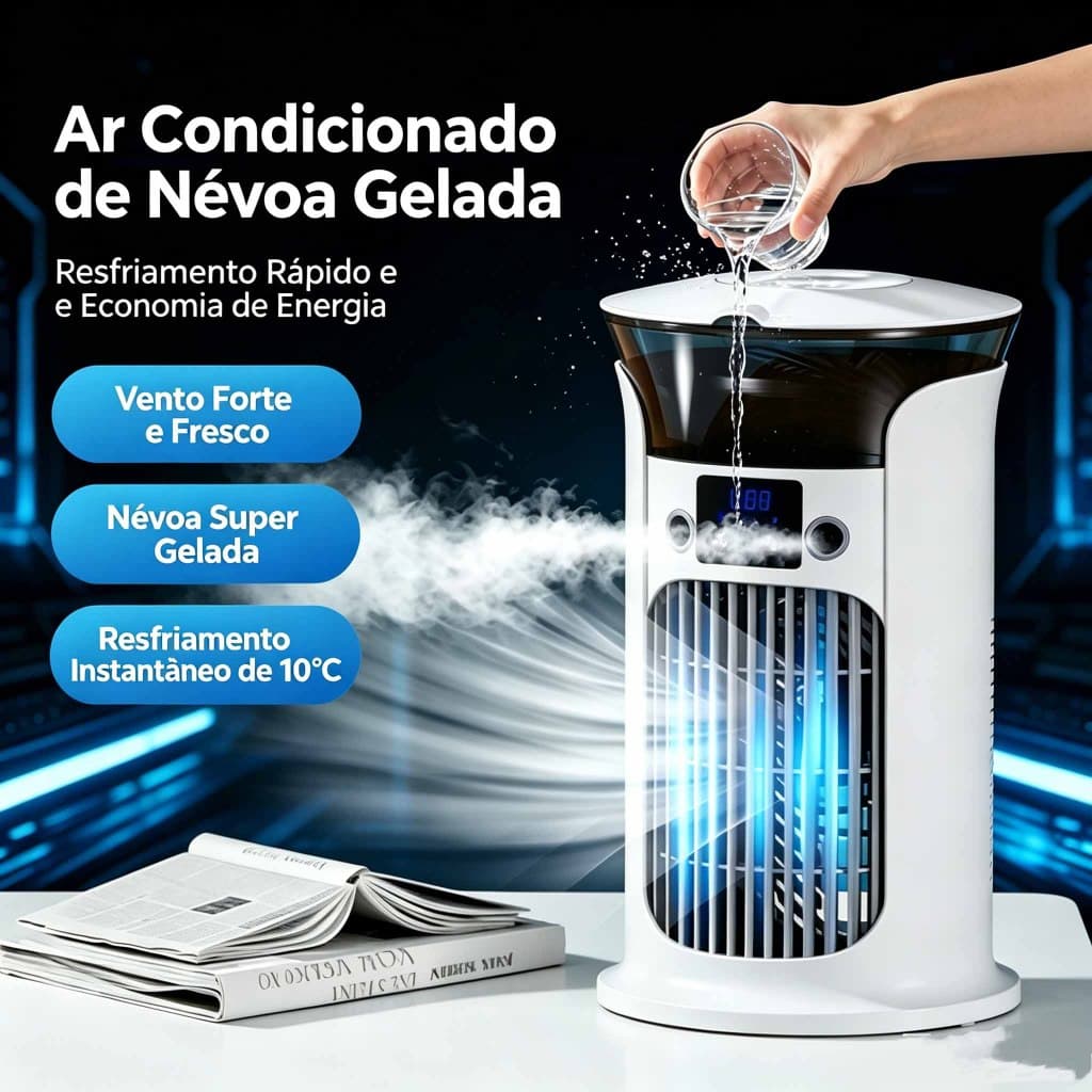 Ventilador elétrico pequeno ventilador de refrigeração de mesa Spray pode adicionar água ao gelo refrigerador de carrega