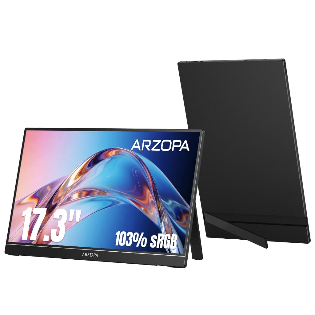 Monitor Portátil ARZOPA , 17.3'A1M 1080P FHD HDR IPS Tela De Computador De Jogos HDMI USB C , Externo Para Cuidados Com