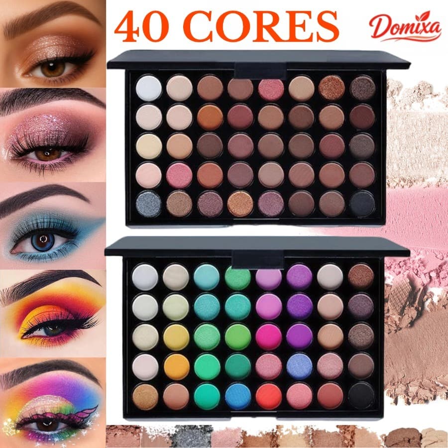 Paleta de Sombras com 40 Cores - Acabamento Matte e Shimmer, Alta Pigmentação, Efeito Esfumado e Longa Duração.dx.