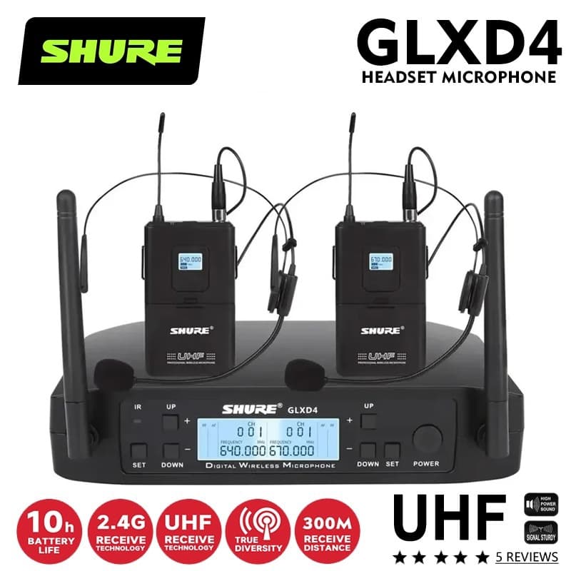 Shure glxd4 Microfone Sem Fio Facial Fone De Ouvido Duplo