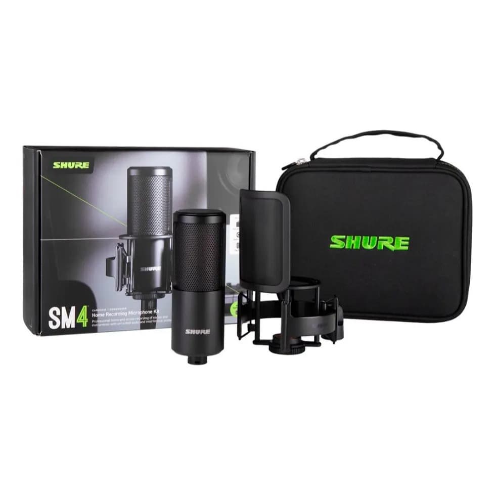 Kit De Microfone De Gravação Doméstica Condensador De Diafragma Duplo Shure SM4