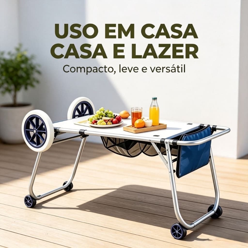 Carrinho De Piquenique Dobrável Com Rodas , Mesa Integrada , Viagem Para Parque De Praia Resistente