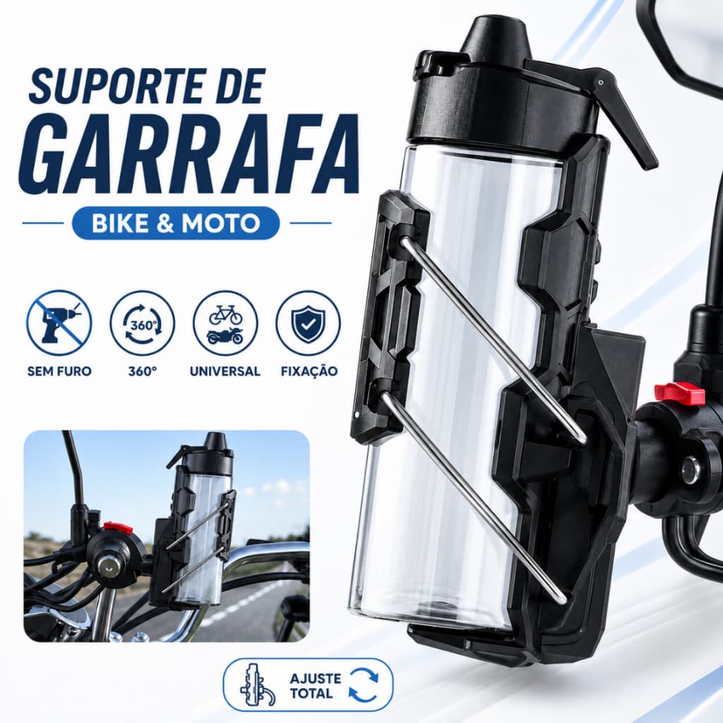 Ajustável 360 ° Gaiola Para Garrafa De Água – Suporte Universal Bicicletas Elétricas E Motocicletas Preto