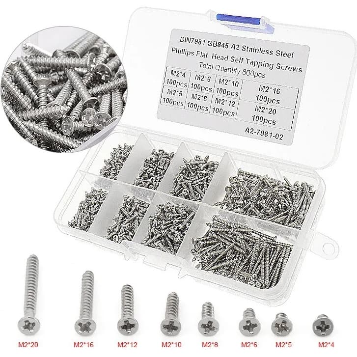 Kit de 800 Unidades de Parafusos M2 com Organizador – Multiuso