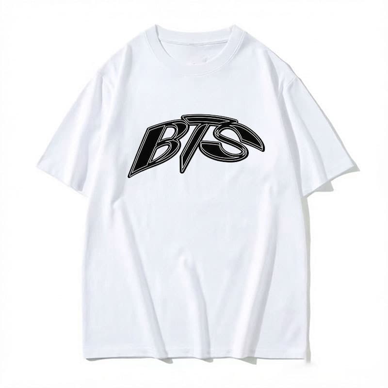 2026 Novos Gráficos De Logotipo BTS Unissex 100 % Algodão Camiseta K-pop Boy Band Arang Masculino Feminino Retro Moda Cl