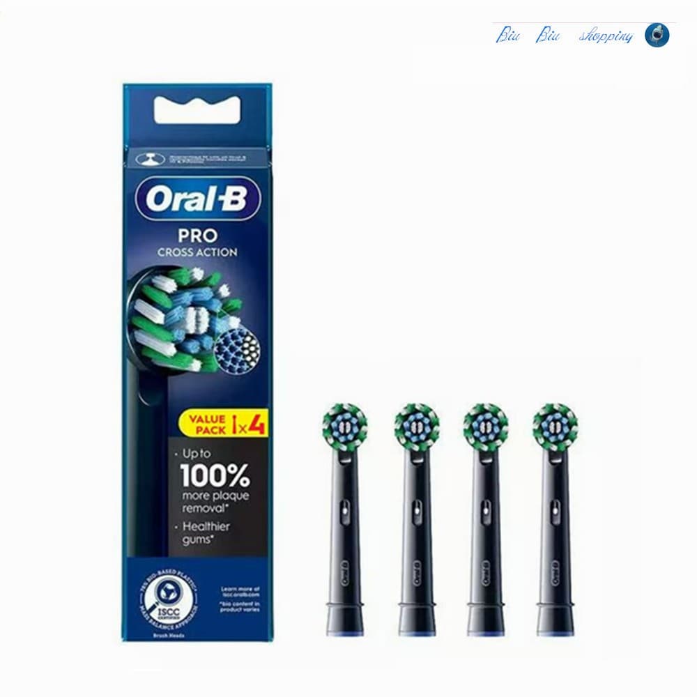 Substituição Da Cabeça Escova De Dentes Elétrica Oral B pro CrossAction , Limpeza Profissional , Branco E Preto (4 8 Uni