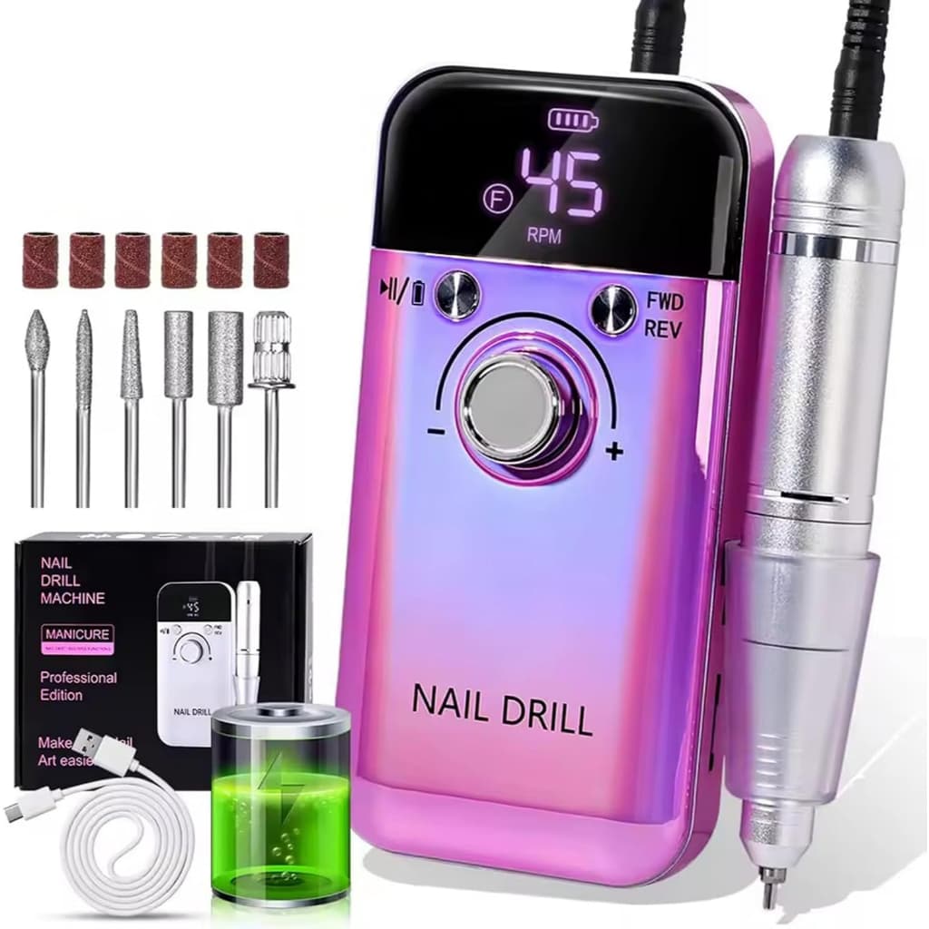 Kit de manicure portátil de 45.000 RPM - USB, baixo ruído  Manicure Pedicure Ferramentas