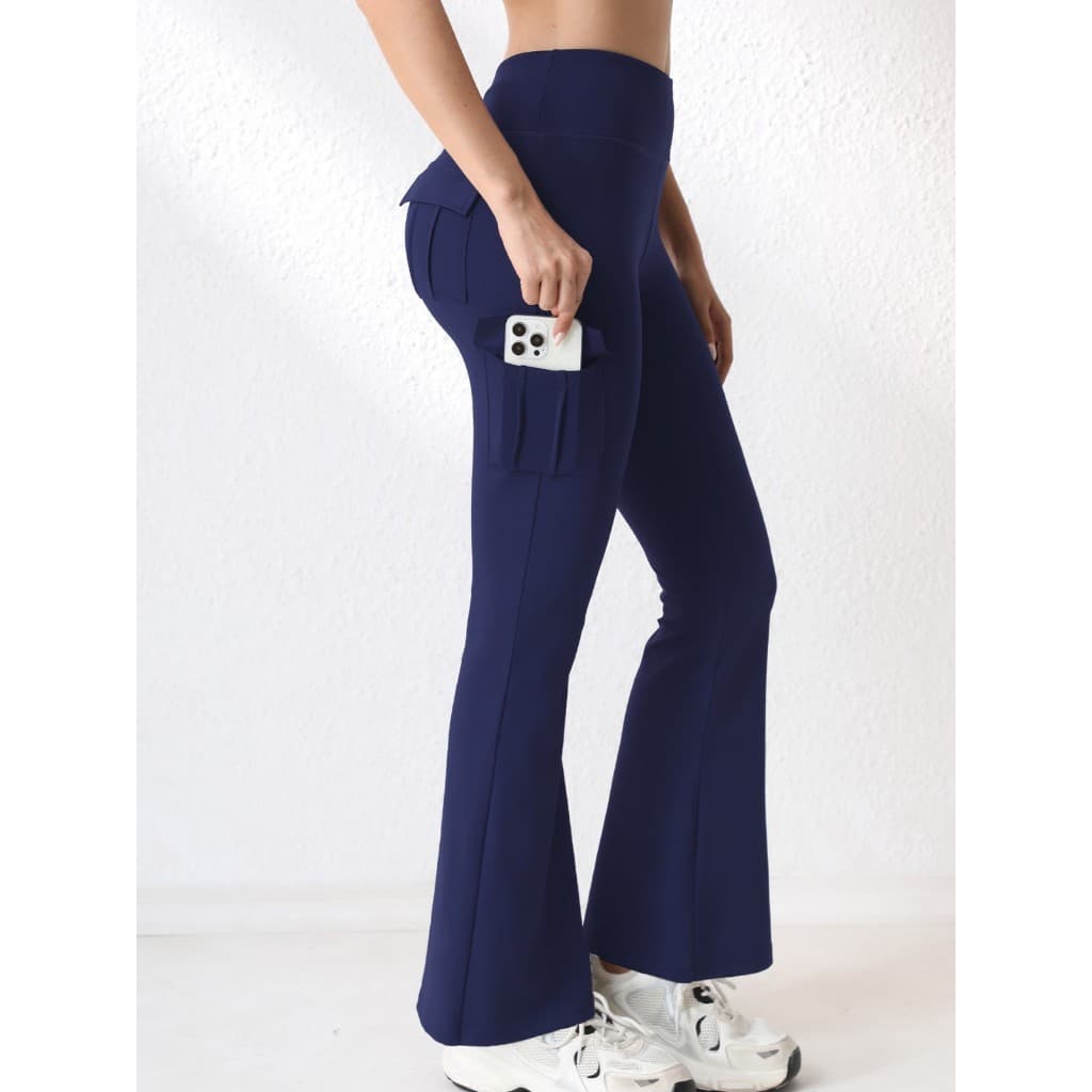 Leggings esportivas largas de venda quente com bolsos macacão de cintura alta ginásio ao ar livre calças de Yoga esporte