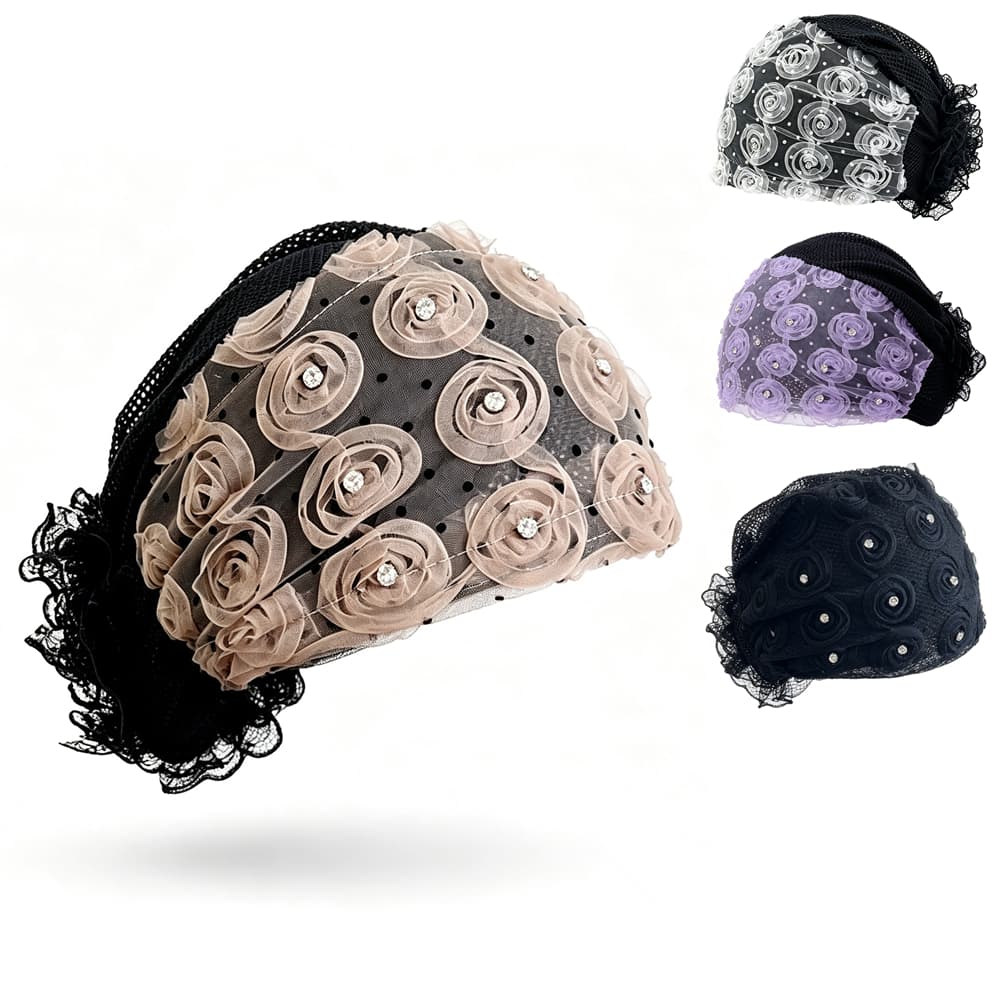 Capa de renda cabelo branco All-Match boné de cabelo feminino diário Commuter estilo fino renda respirável
