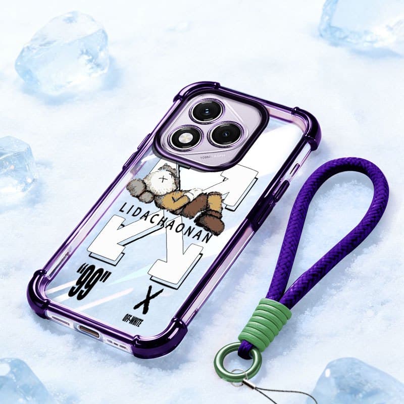 YBD Capa Transparente Para Honor 600 Lite Pro 400 400 X8D Fita Legal Urso Preto Impressão À Prova De Choque De Telefone