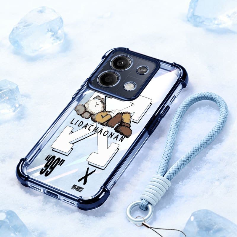 YBD Capa Transparente Para Redmi Note 13 Pro Xiaomi POCO X6 M6 Fita Legal Urso Preto Impressão À Prova De Choque De Tele