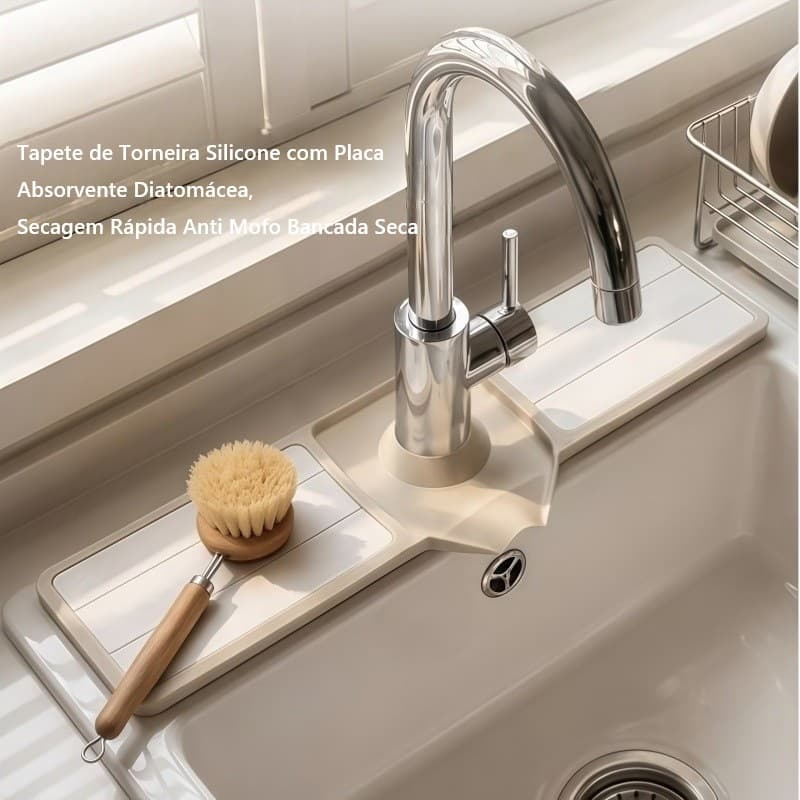 Torneira De Silicone Diatomita Absorvente Esteira Cozinha Pia Do Banheiro Respingo Guarda Protetor Bancada