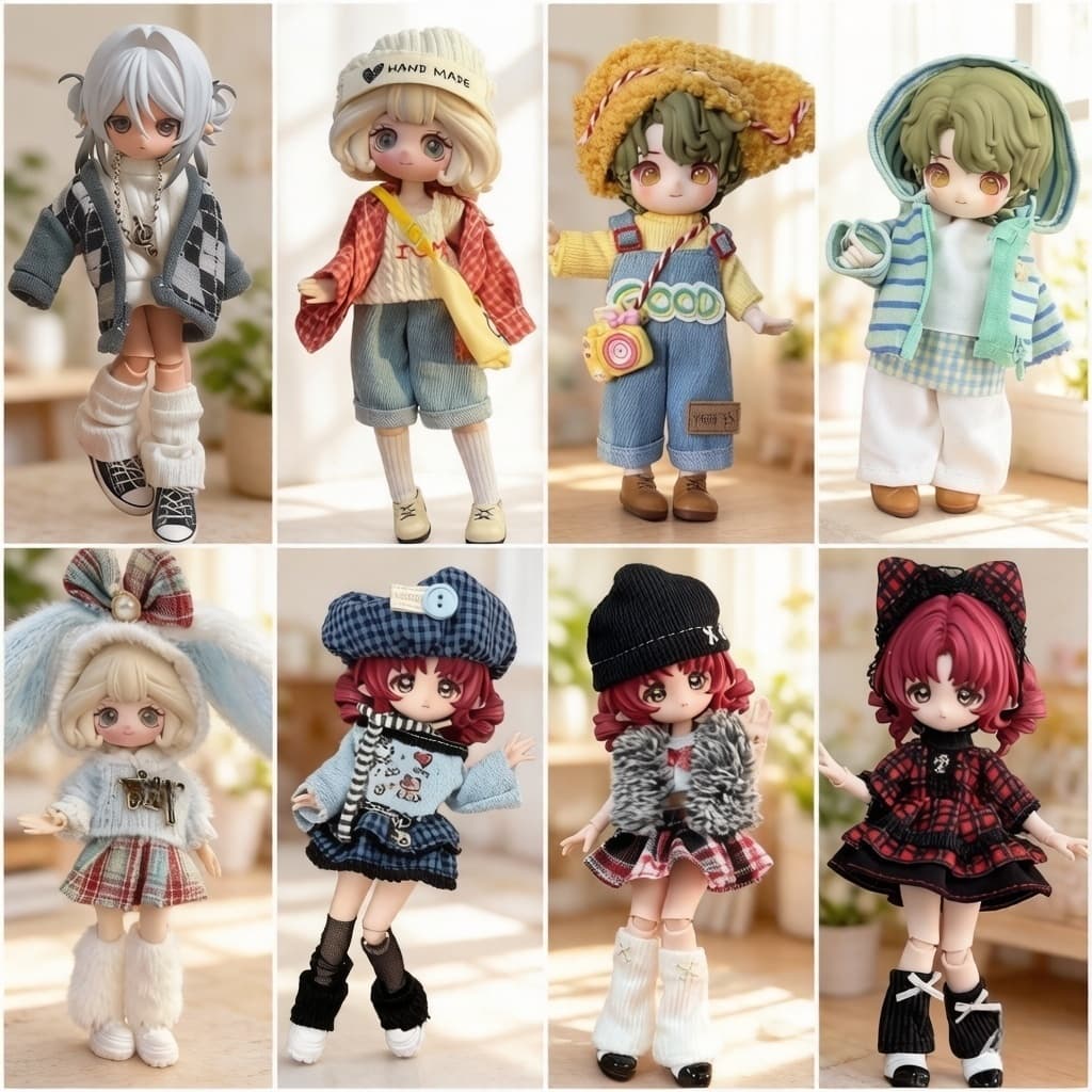1/8 1/12 ob11 roupas de bebê 11-17cm penny Bang Ni coelho Ami corpo bjd boneca chapéu calças superiores