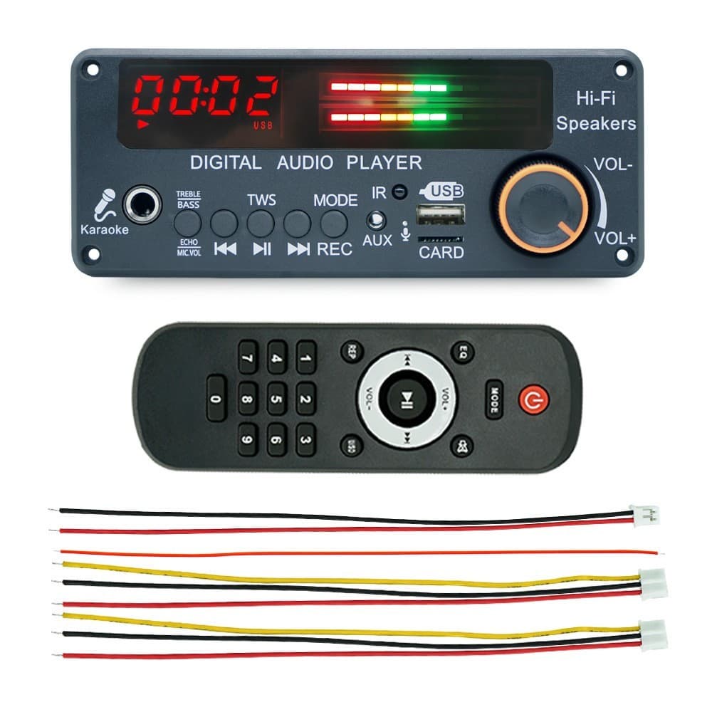 Placa Decodificadora De Áudio Bluetooth DC12V Sem Amplificador Pré-Módulo MP3 TF USB FM AUX Gravação De Microfone TWS Re