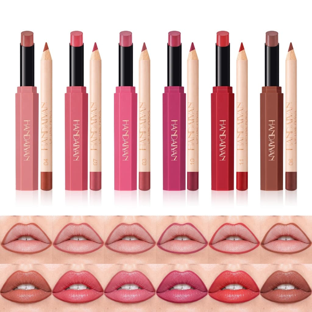 Conjunto De 2 Delineador Labial E Batom , Apresentando Propriedades Hidratantes , Com Uma Sensação Suave Macia , Projeta