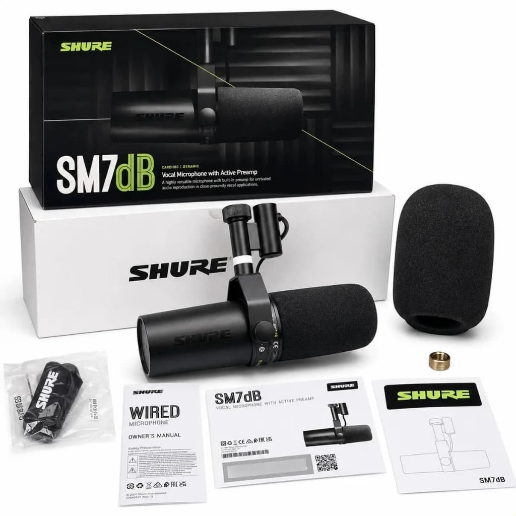 Microfone vocal Dinâmico SHURE SM7dB Com Alto-Falante Embutido