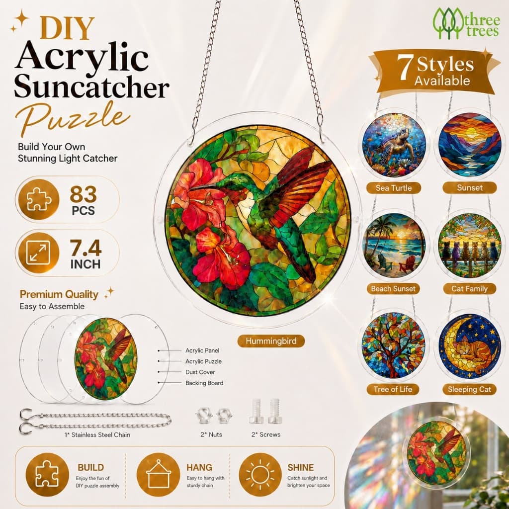 83 Pçs DIY Acrílico Quebra-Cabeça Suncatcher Em Forma Irregular Peças Criativo Brinquedo Para Crianças Adultos Presente