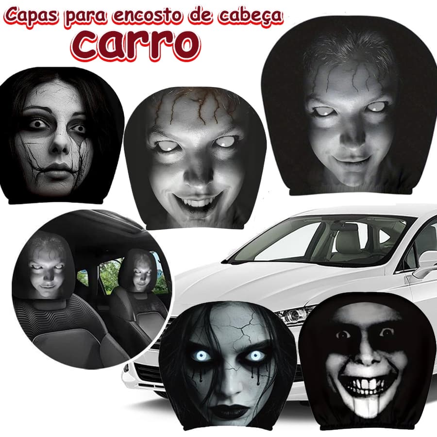 Capa Universal Para Encosto De Cabeça De Carro Com Design De Terror , Elástica Respirável Sedan