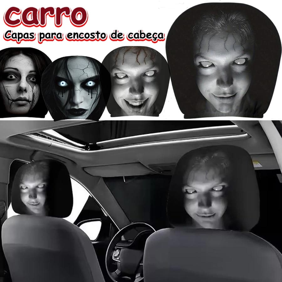 Capa Universal Para Encosto De Cabeça De Carro Com Design De Terror , Elástica Respirável Sedan